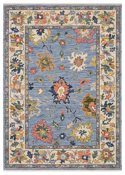 Oushak Rugs Lucca 2889A Lt. Blue - Blue & Ivory - Beige Machine Made Rug