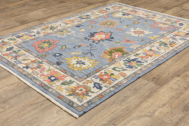 Oushak Rugs Lucca 2889A Lt. Blue - Blue & Ivory - Beige Machine Made Rug