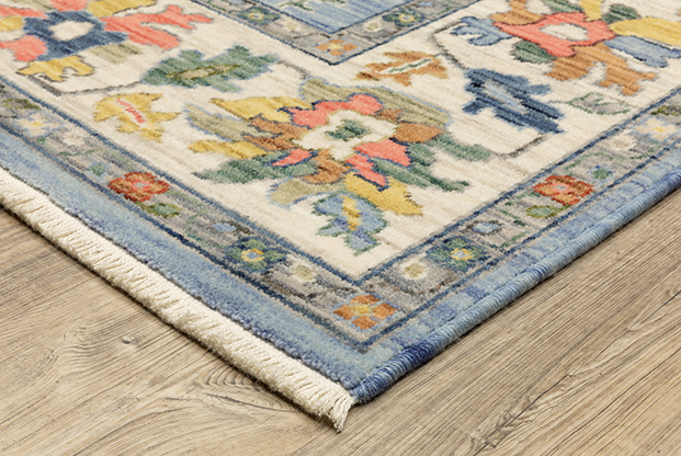 Oushak Rugs Lucca 2889A Lt. Blue - Blue & Ivory - Beige Machine Made Rug