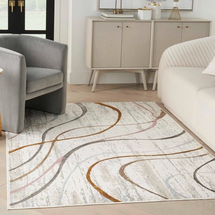 Contemporary Rugs & Transitional Rugs Glitz GLZ01 Ivory - Beige & Multi Machine Made Rug