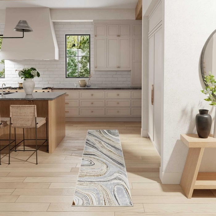 Contemporary Rugs & Transitional Rugs Glitz GLZ21 Lt. Grey - Grey & Lt. Gold - Gold Machine Made Rug