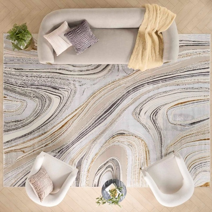 Contemporary Rugs & Transitional Rugs Glitz GLZ21 Lt. Grey - Grey & Lt. Gold - Gold Machine Made Rug