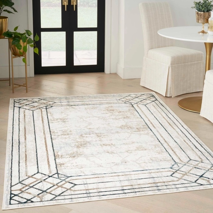 Contemporary & Transitional Rugs Glitz GLZ03 Ivory - Beige & Camel - Taupe Machine Made Rug