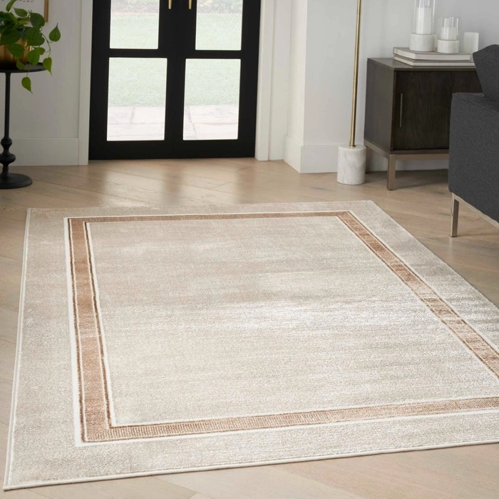 Casual & Solid Rugs Glitz GLZ08 Ivory - Beige Machine Made Rug