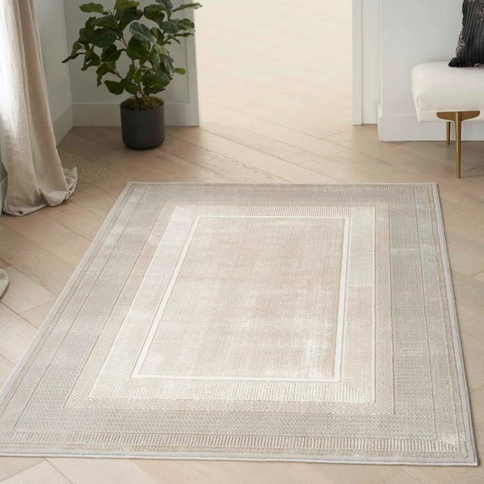 Casual & Solid Rugs Glitz GLZ07 Ivory - Beige & Camel - Taupe Machine Made Rug