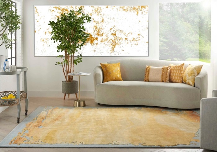 Contemporary & Transitional Rugs Prismatic PRS19 Lt. Grey - Grey & Lt. Gold - Gold Hand Tufted Rug