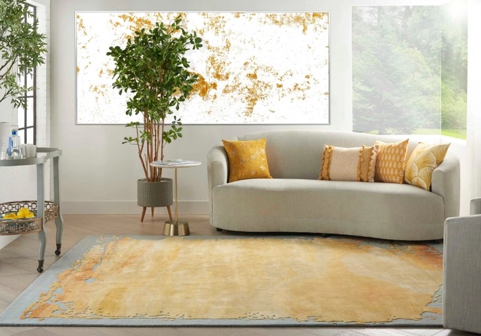 Contemporary Rugs & Transitional Rugs Prismatic PRS19 Lt. Grey - Grey & Lt. Gold - Gold Hand Tufted Rug