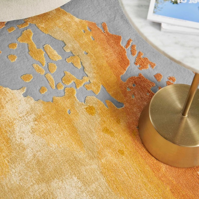 Contemporary Rugs & Transitional Rugs Prismatic PRS19 Lt. Grey - Grey & Lt. Gold - Gold Hand Tufted Rug