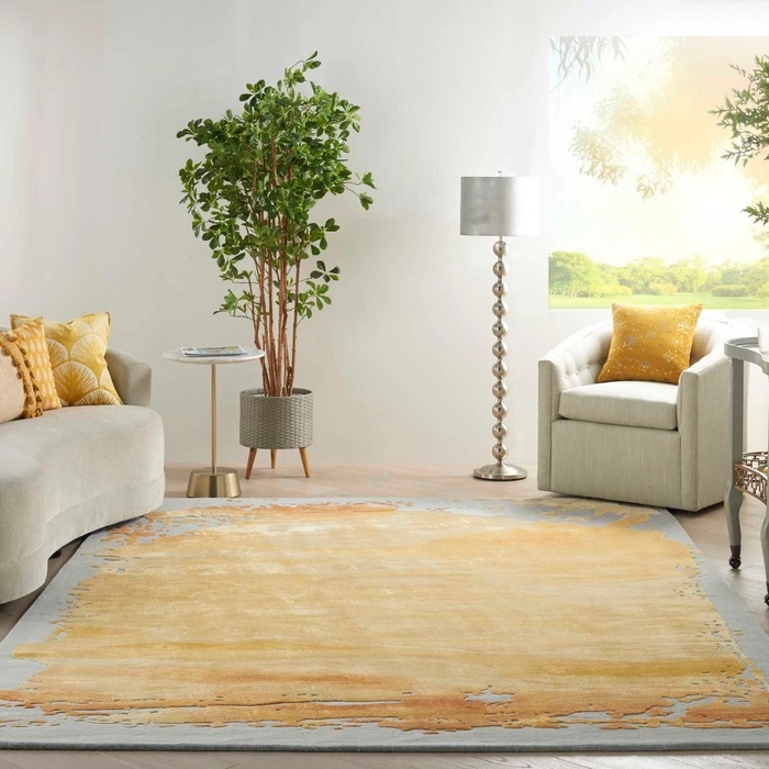 Contemporary & Transitional Rugs Prismatic PRS19 Lt. Grey - Grey & Lt. Gold - Gold Hand Tufted Rug