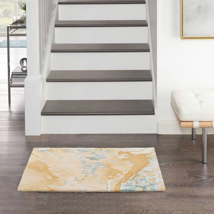 Contemporary Rugs & Transitional Rugs Prismatic PRS36 Lt. Blue - Blue & Lt. Gold - Gold Hand Tufted Rug