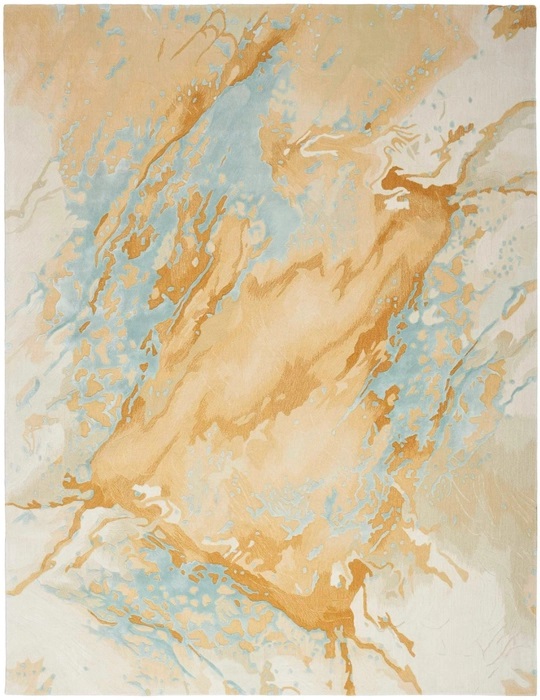Contemporary Rugs & Transitional Rugs Prismatic PRS36 Lt. Blue - Blue & Lt. Gold - Gold Hand Tufted Rug