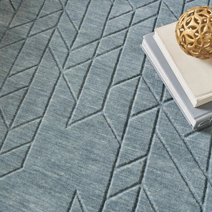 Casual Rugs & Solid Rugs Alessia ALE01 Lt. Blue - Blue Hand Crafted Rug