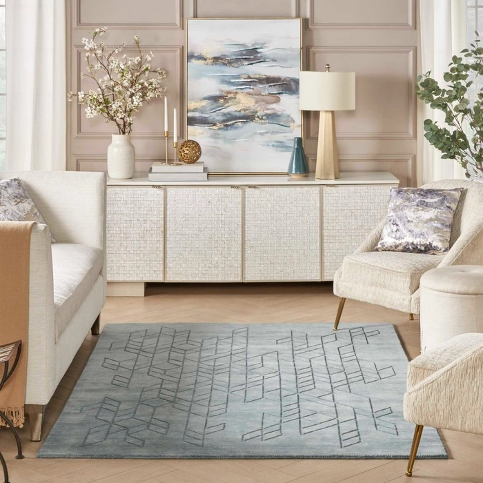 Casual Rugs & Solid Rugs Alessia ALE01 Lt. Blue - Blue Hand Crafted Rug