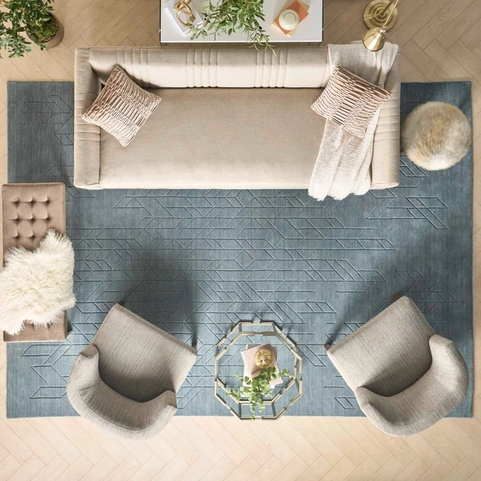Casual Rugs & Solid Rugs Alessia ALE01 Lt. Blue - Blue Hand Crafted Rug