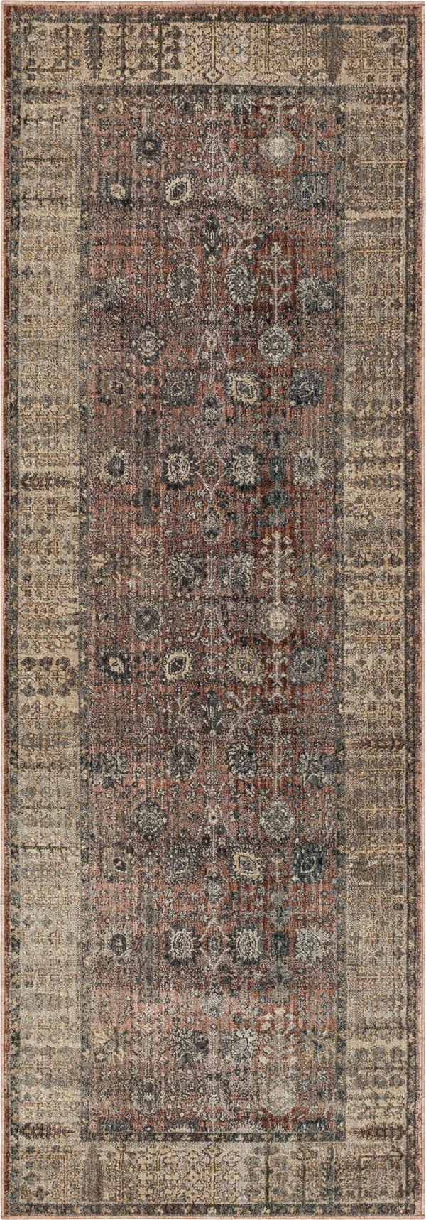 Traditional & Oriental Rugs Echo Tesorino Pudra Red - Burgundy & Ivory - Beige Machine Made Rug