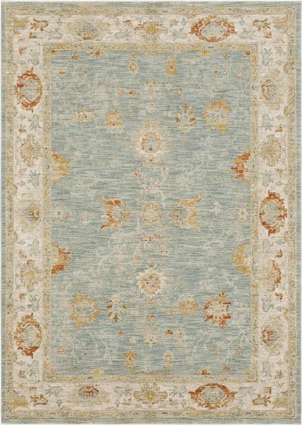 Oushak Rugs Adalia Amasya Blue Lt. Blue - Blue & Ivory - Beige Machine Made Rug