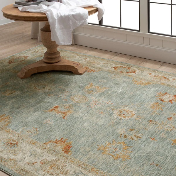 Oushak Rugs Adalia Amasya Blue Lt. Blue - Blue & Ivory - Beige Machine Made Rug