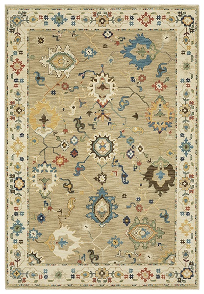 Oushak Rugs Francesca FR04E Camel - Taupe & Ivory - Beige Machine Made Rug