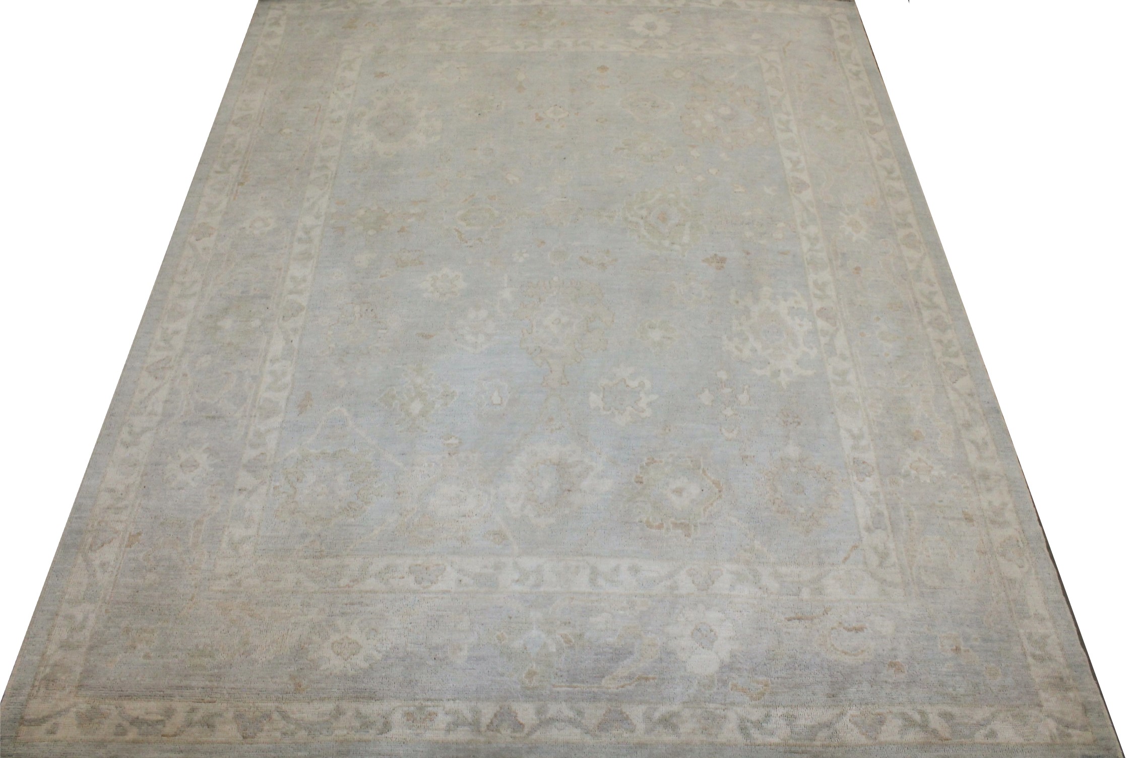 Oushak Rugs Nizam 028791 Lt. Blue - Blue & Lt. Grey - Grey Hand Knotted Rug