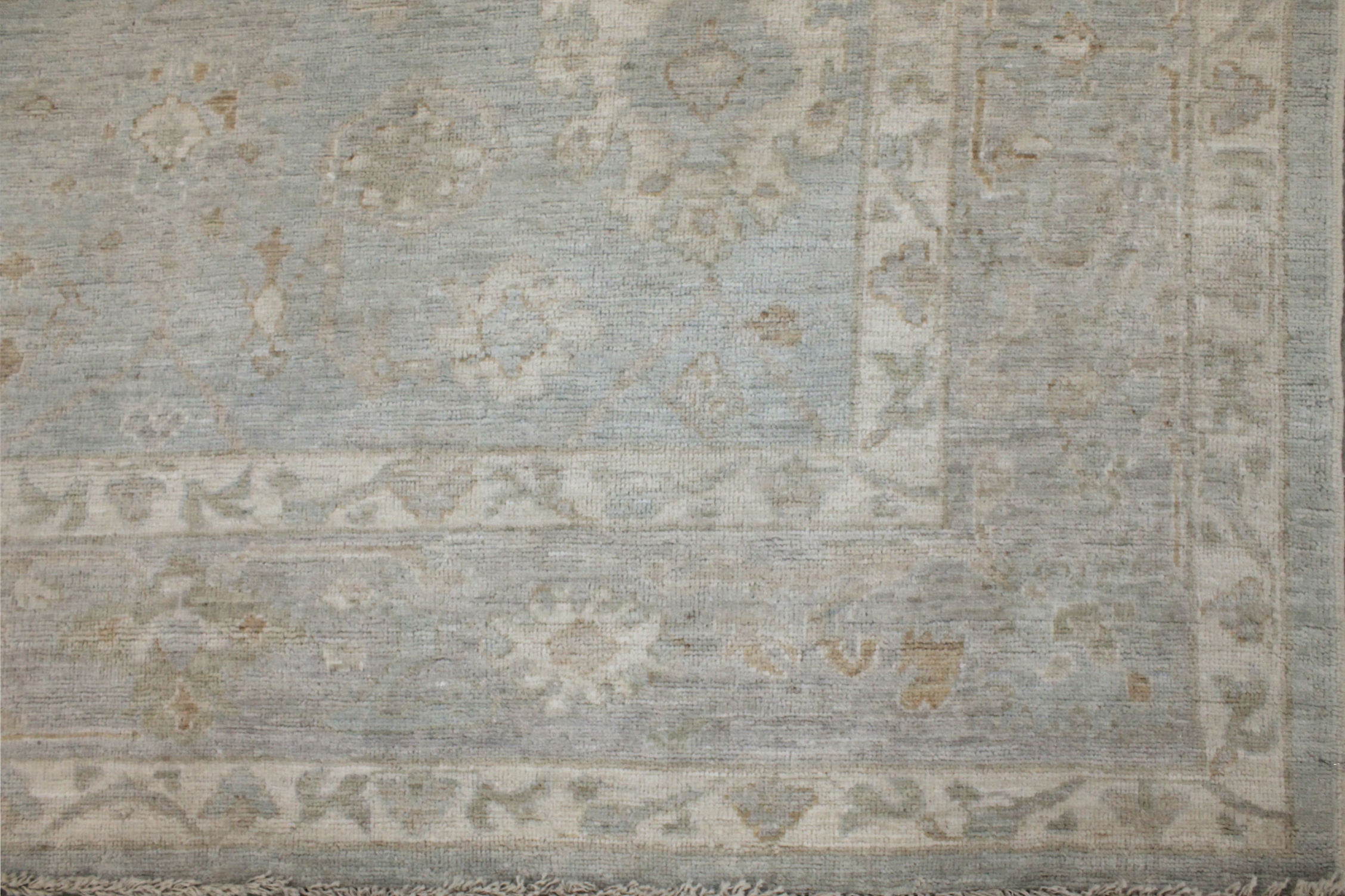 Oushak Rugs Nizam 028791 Lt. Blue - Blue & Lt. Grey - Grey Hand Knotted Rug