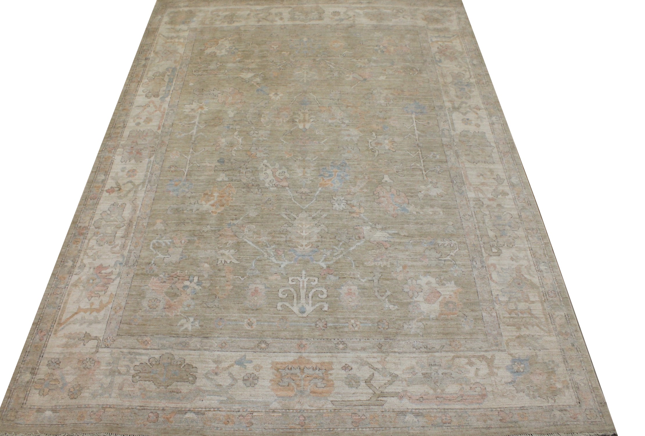 Oushak Rugs Nizam 028781 Camel - Taupe & Ivory - Beige Hand Knotted Rug