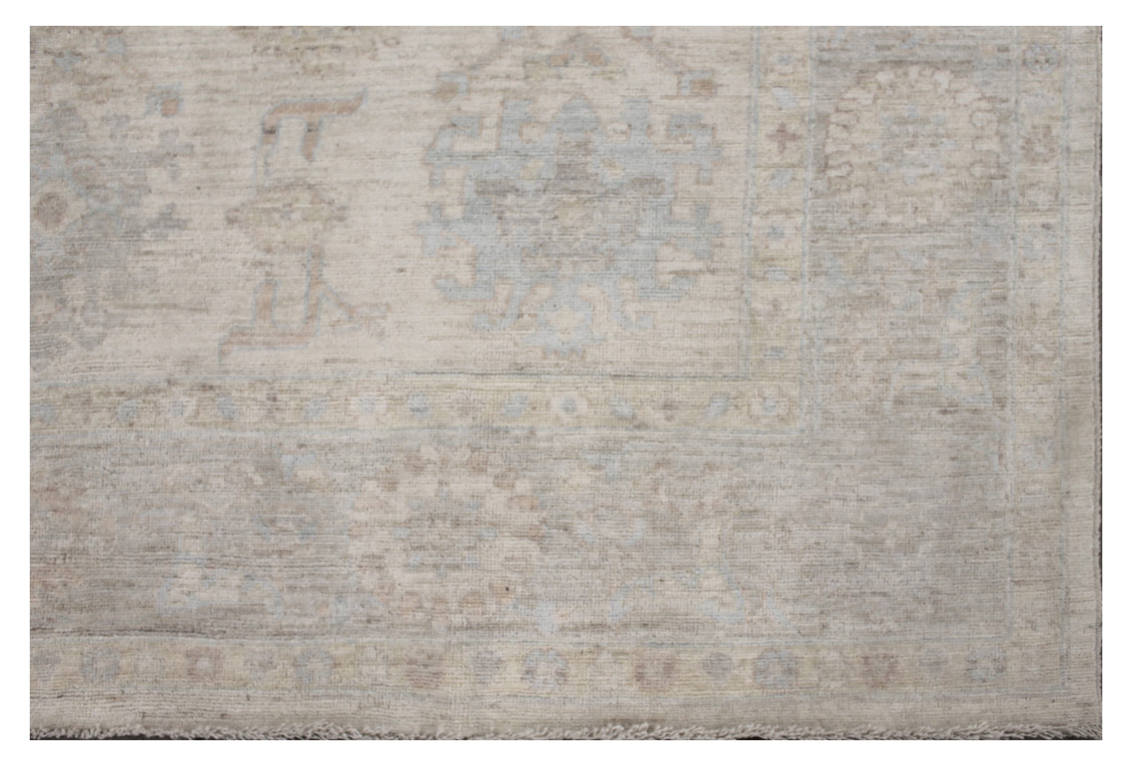 Oushak Rugs Nizam 028440 Ivory - Beige & Lt. Grey - Grey Hand Knotted Rug