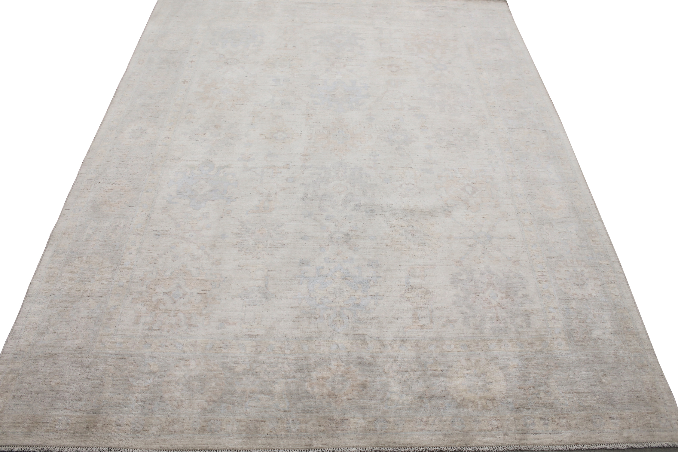 Oushak Rugs Nizam 028440 Ivory - Beige & Lt. Grey - Grey Hand Knotted Rug