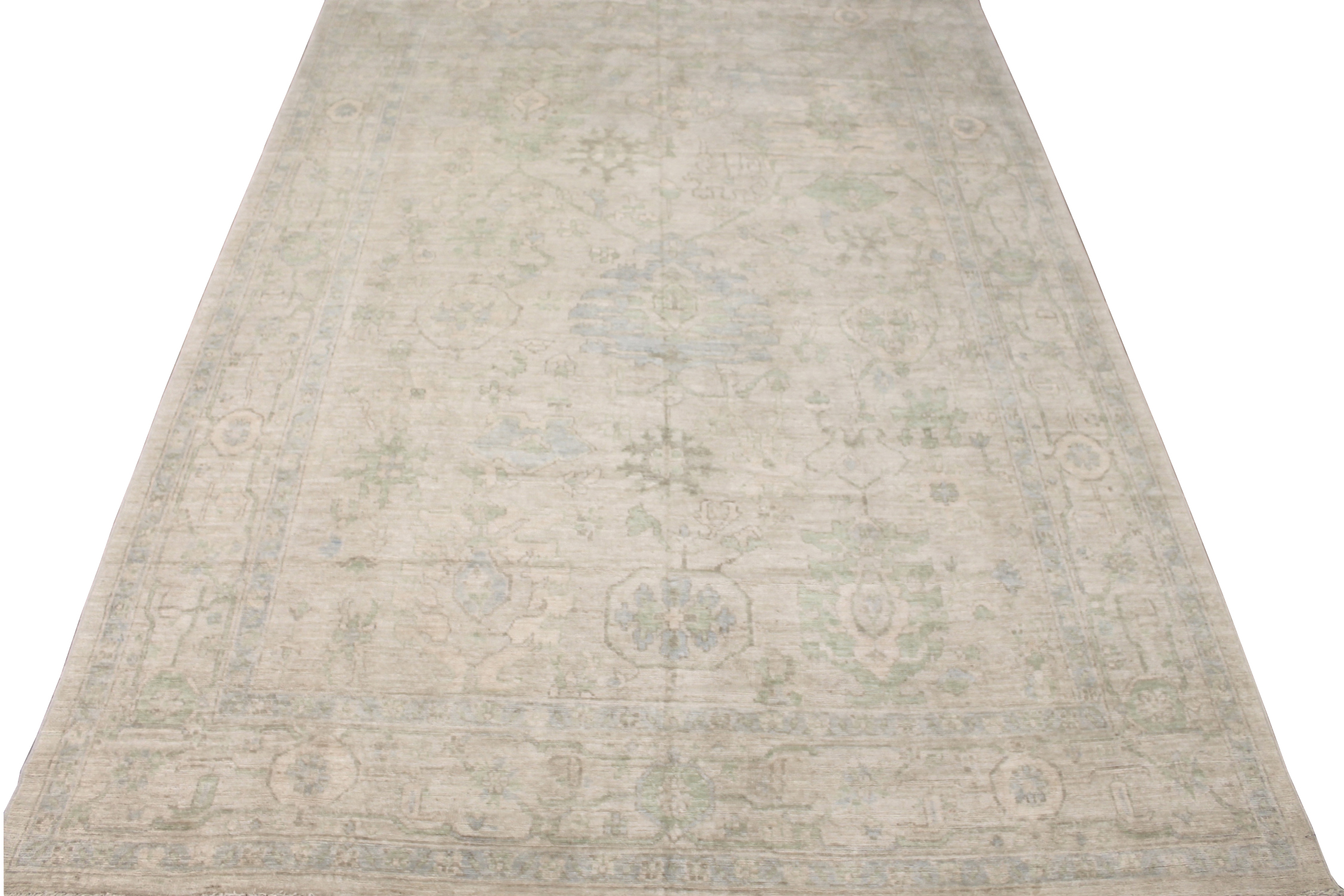 Oushak Rugs Nizam 028437 Ivory - Beige & Lt. Grey - Grey Hand Knotted Rug