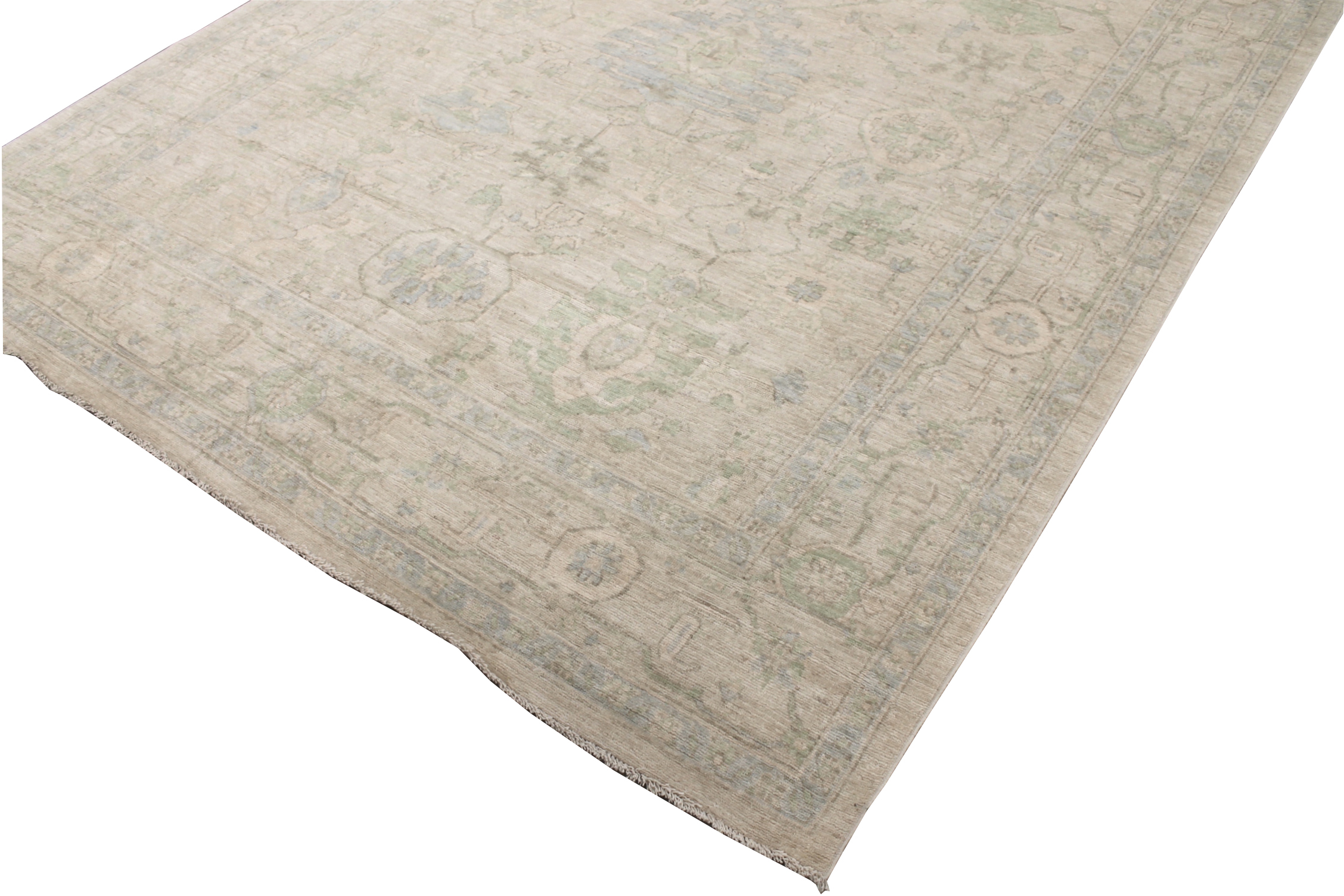 Oushak Rugs Nizam 028437 Ivory - Beige & Lt. Grey - Grey Hand Knotted Rug