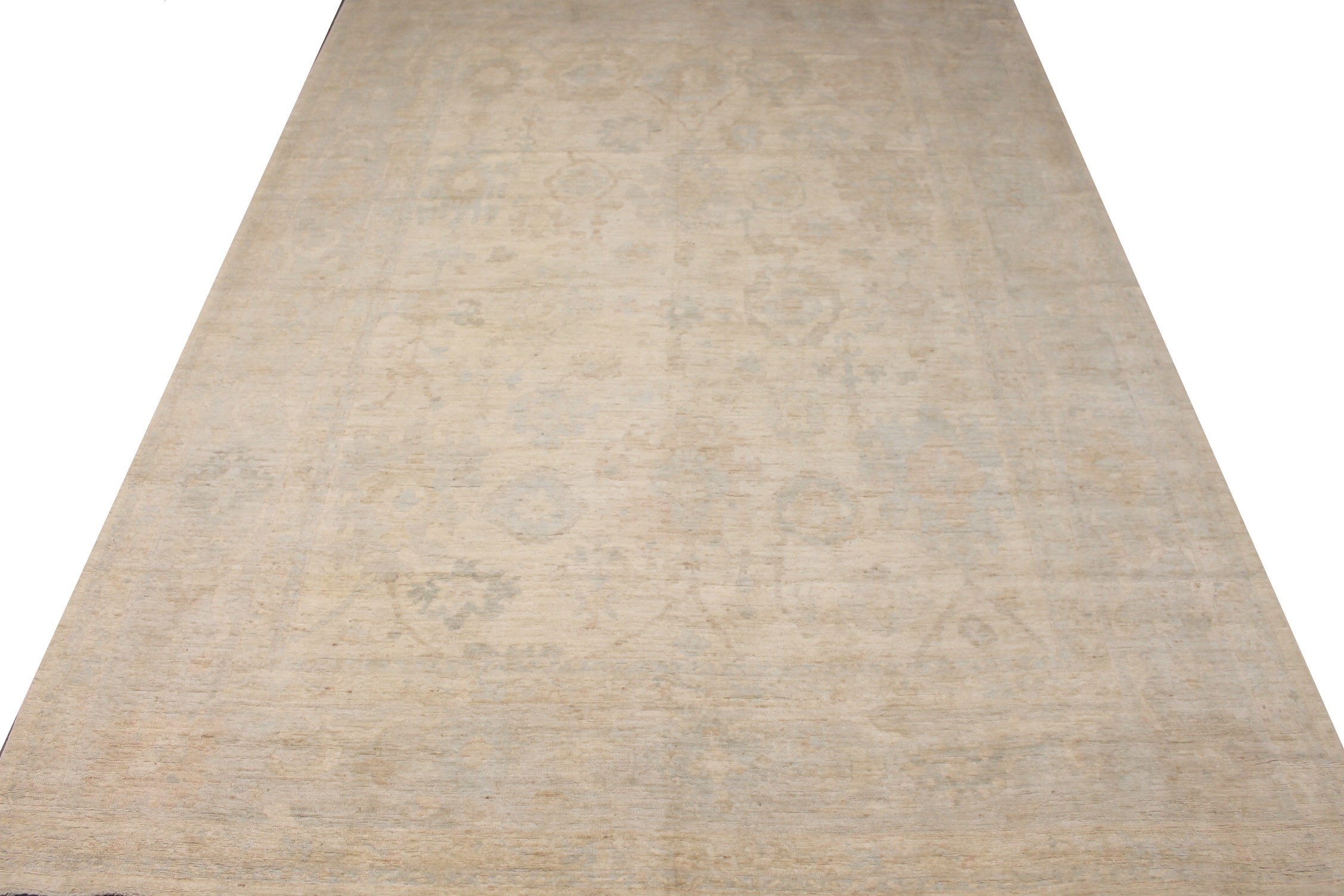 Oushak Rugs Nizam 028106 Ivory - Beige & Lt. Blue - Blue Hand Knotted Rug