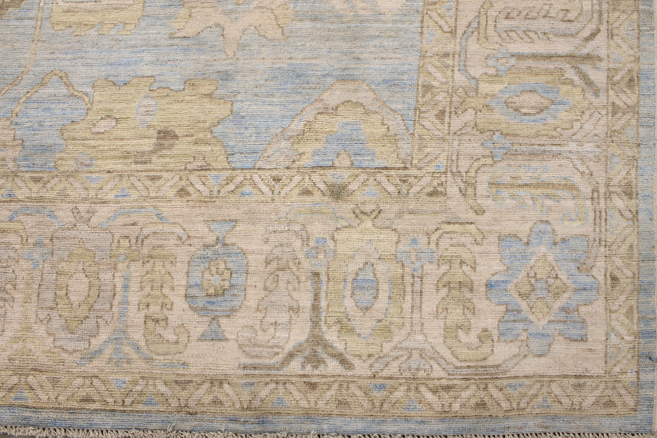 Oushak Rugs Nizam 028107 Lt. Blue - Blue & Ivory - Beige Hand Knotted Rug