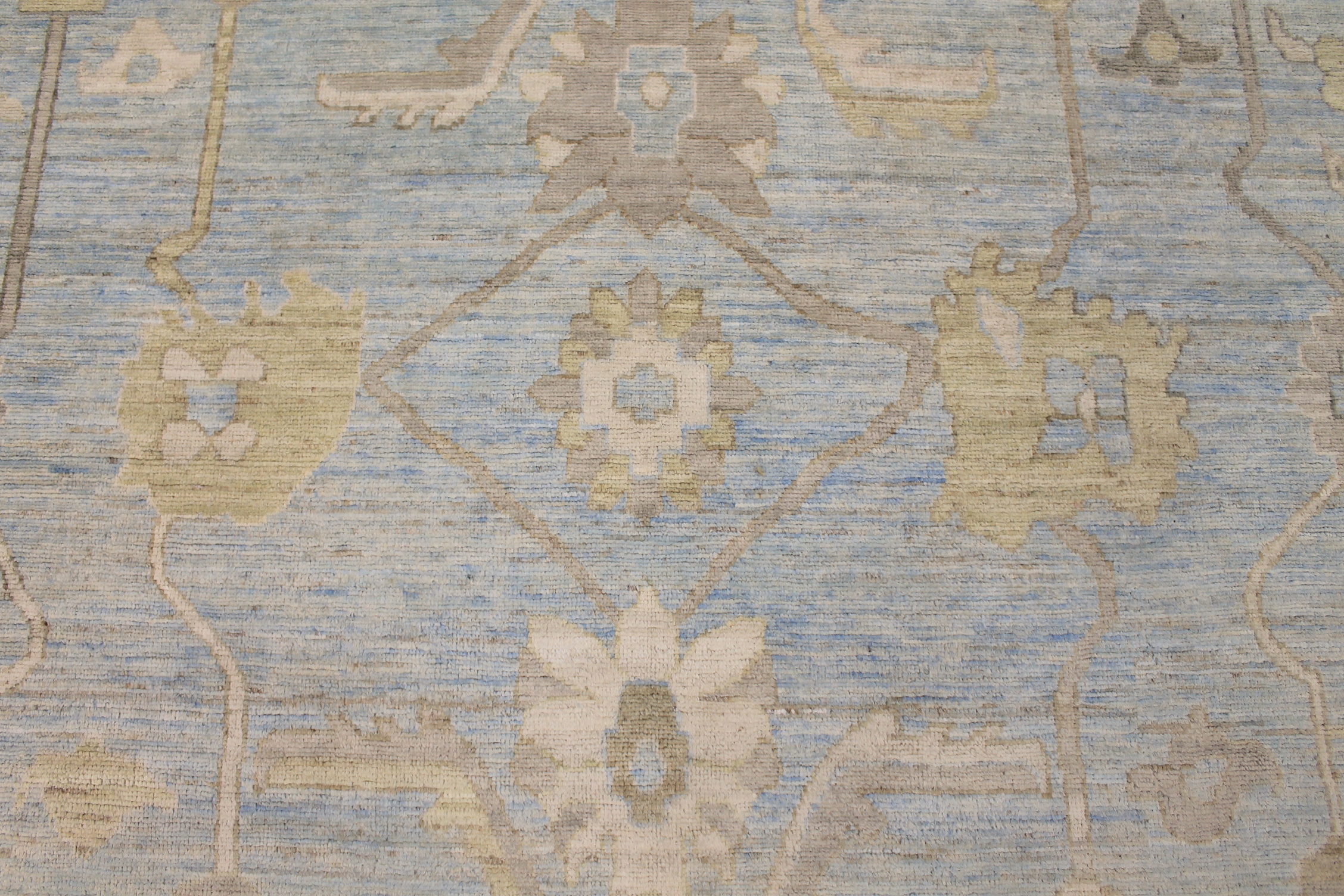 Oushak Rugs Nizam 028107 Lt. Blue - Blue & Ivory - Beige Hand Knotted Rug