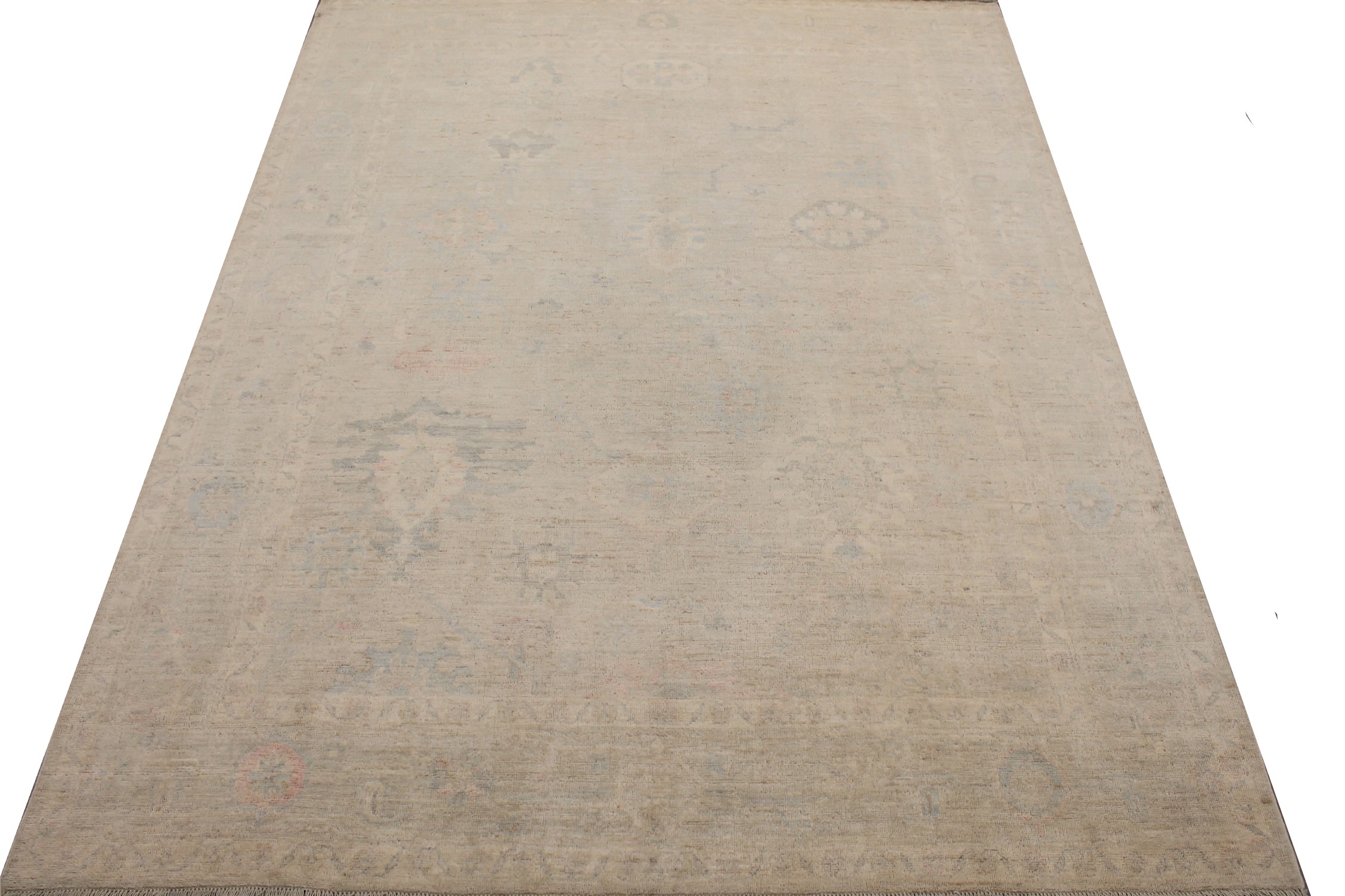 Oushak Rugs Nizam 028086 Lt. Grey - Grey Hand Knotted Rug