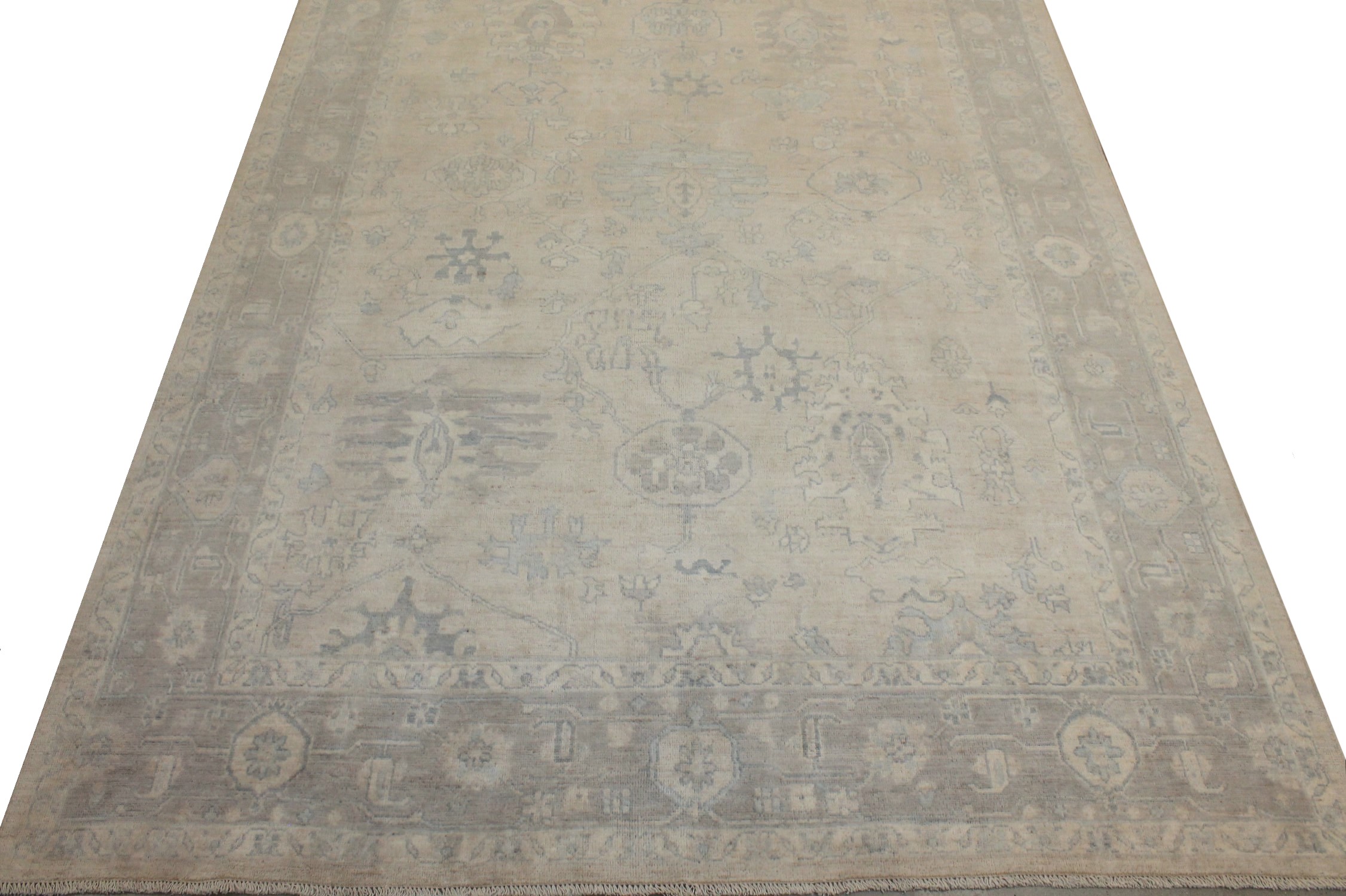 Oushak Rugs Nizam 027921 Lt. Grey - Grey Hand Knotted Rug