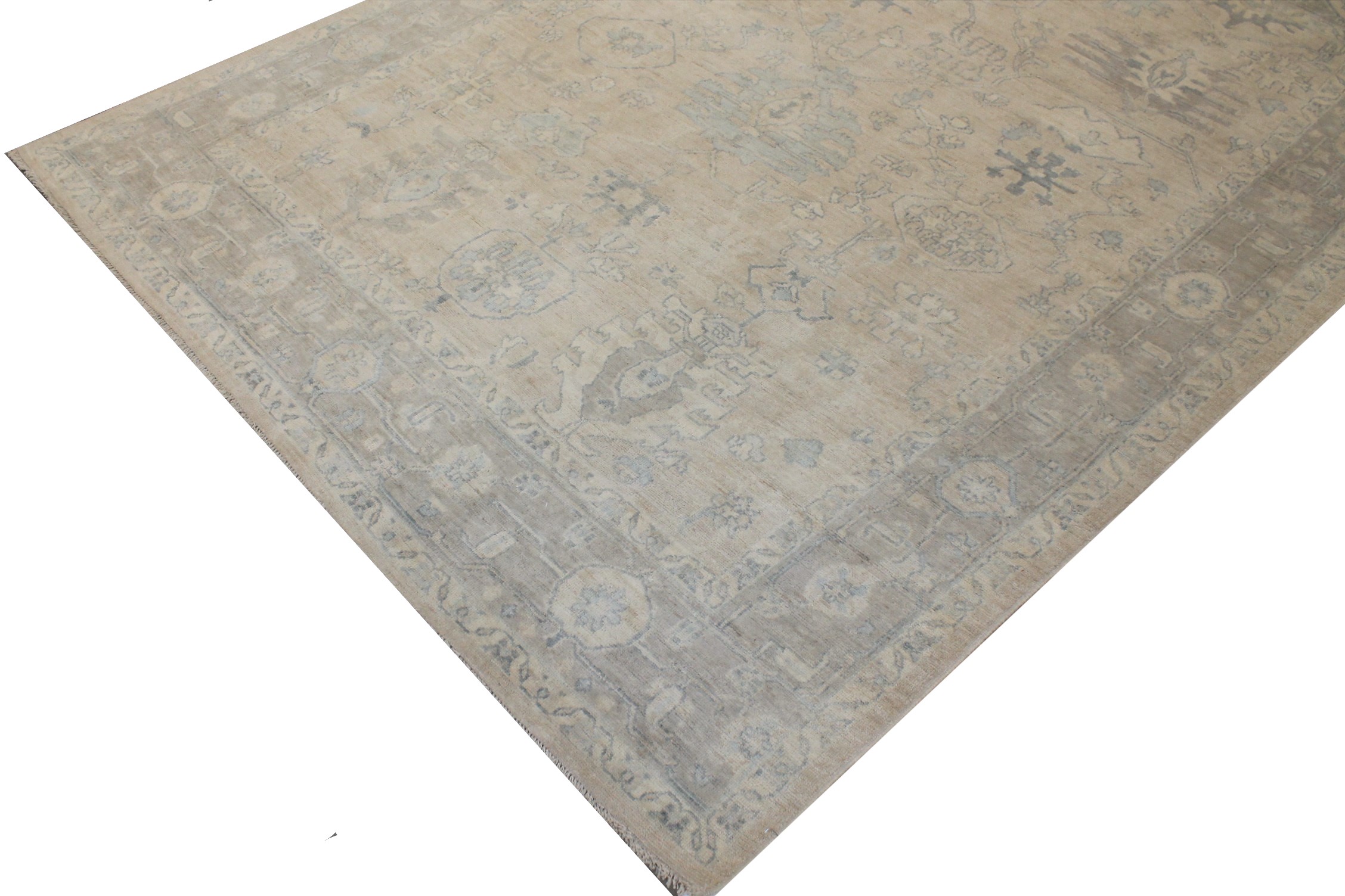 Oushak Rugs Nizam 027921 Lt. Grey - Grey Hand Knotted Rug