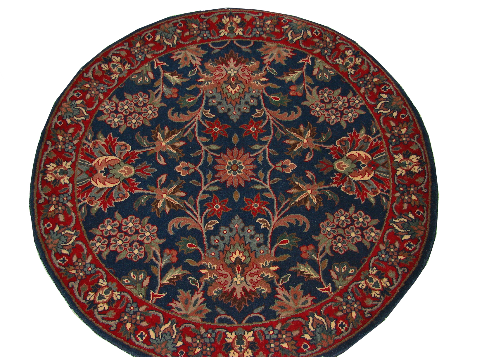 Clearance & Discount Rugs Traditional Round Rug 5022 Medium Blue - Navy & Red - Burgundy Hand Knotted Rug