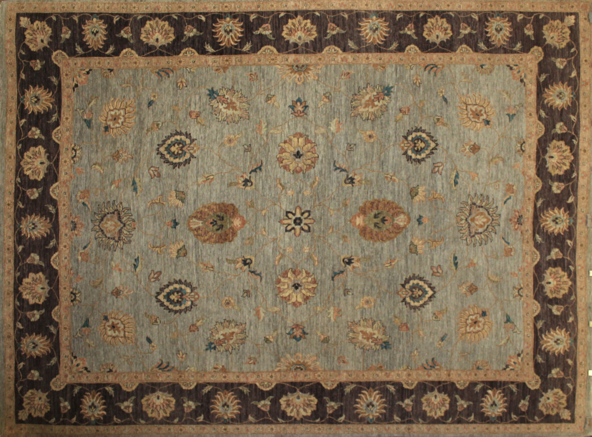 Clearance & Discount Rugs Traditional Hand Knotted 5263 Lt. Blue - Blue & Lt. Brown - Chocolate Hand Knotted Rug