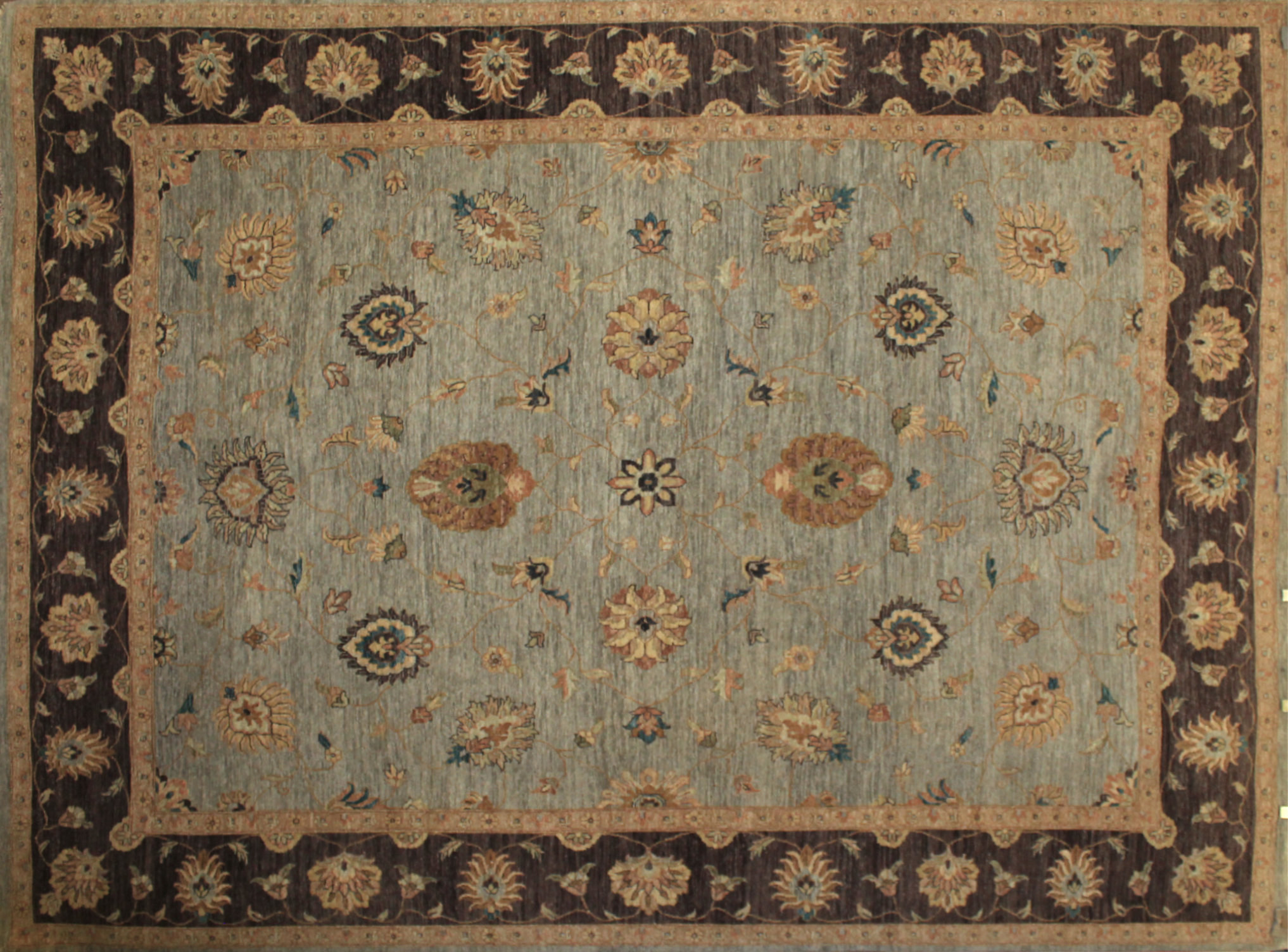 Clearance & Discount Rugs Traditional Hand Knotted 5263 Lt. Blue - Blue & Lt. Brown - Chocolate Hand Knotted Rug