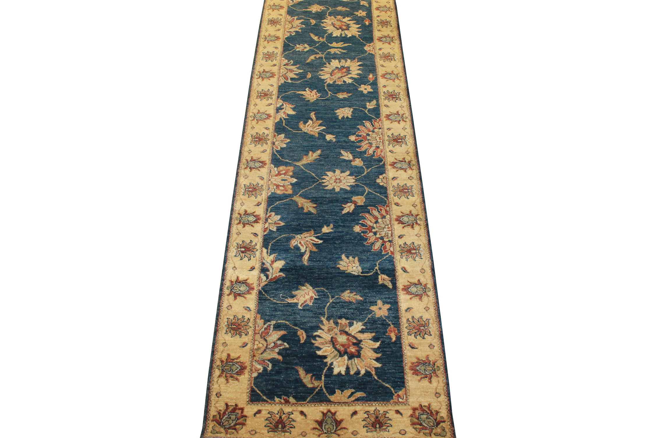 Clearance & Discount Rugs Traditional Hand Knotted Runner 5557 Medium Blue - Navy & Lt. Gold - Gold Hand Knotted Rug