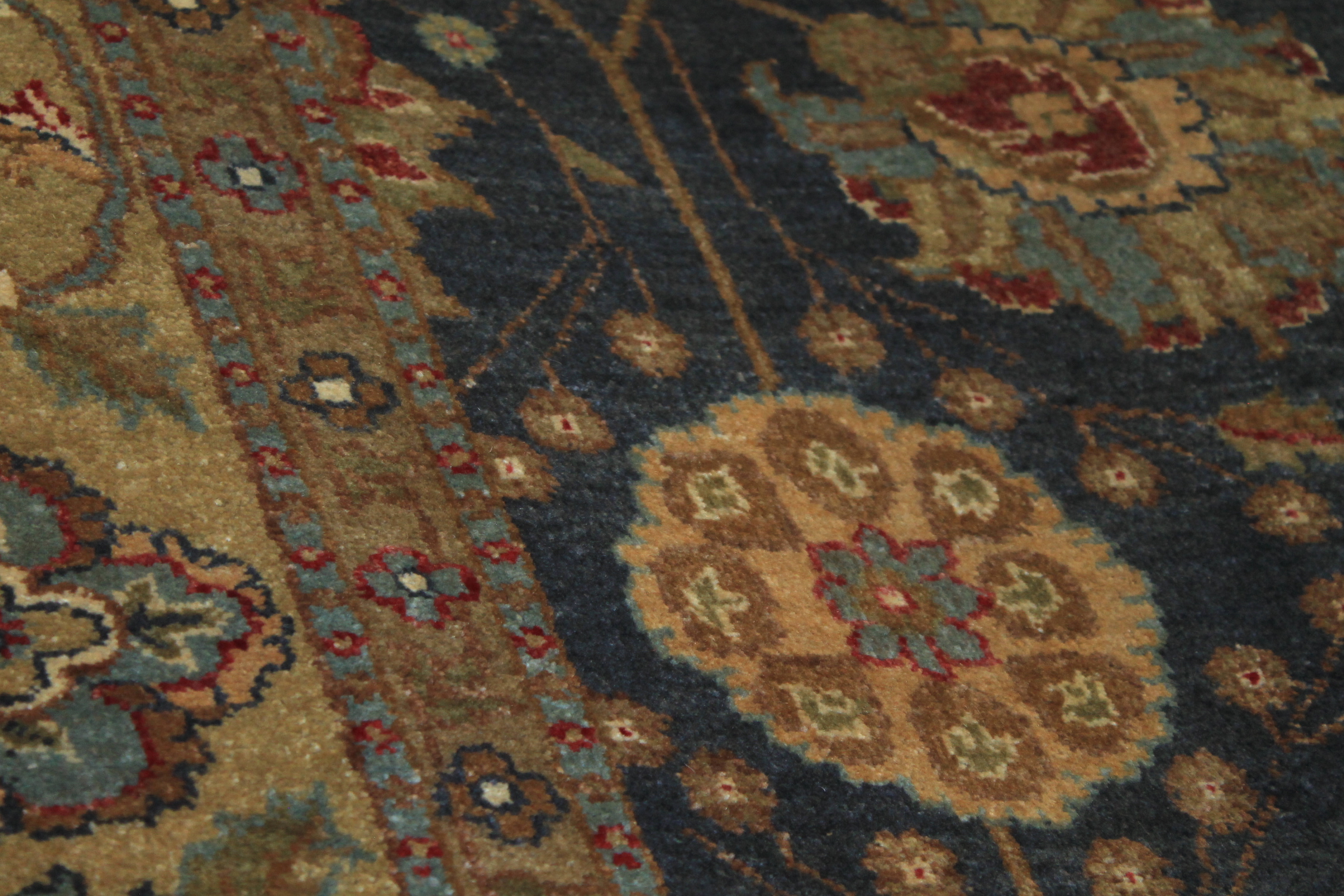 Clearance & Discount Rugs Traditional Hand Knotted Wool Rug 6191 Lt. Blue - Blue & Lt. Gold - Gold Hand Knotted Rug