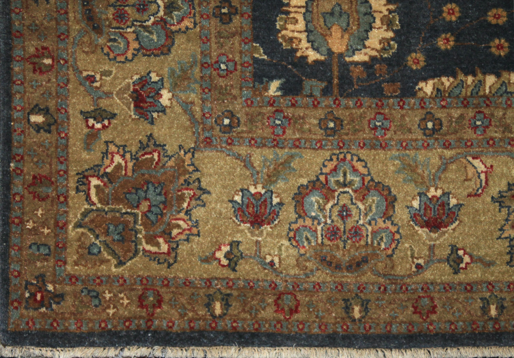 Clearance & Discount Rugs Traditional Hand Knotted Wool Rug 6191 Lt. Blue - Blue & Lt. Gold - Gold Hand Knotted Rug