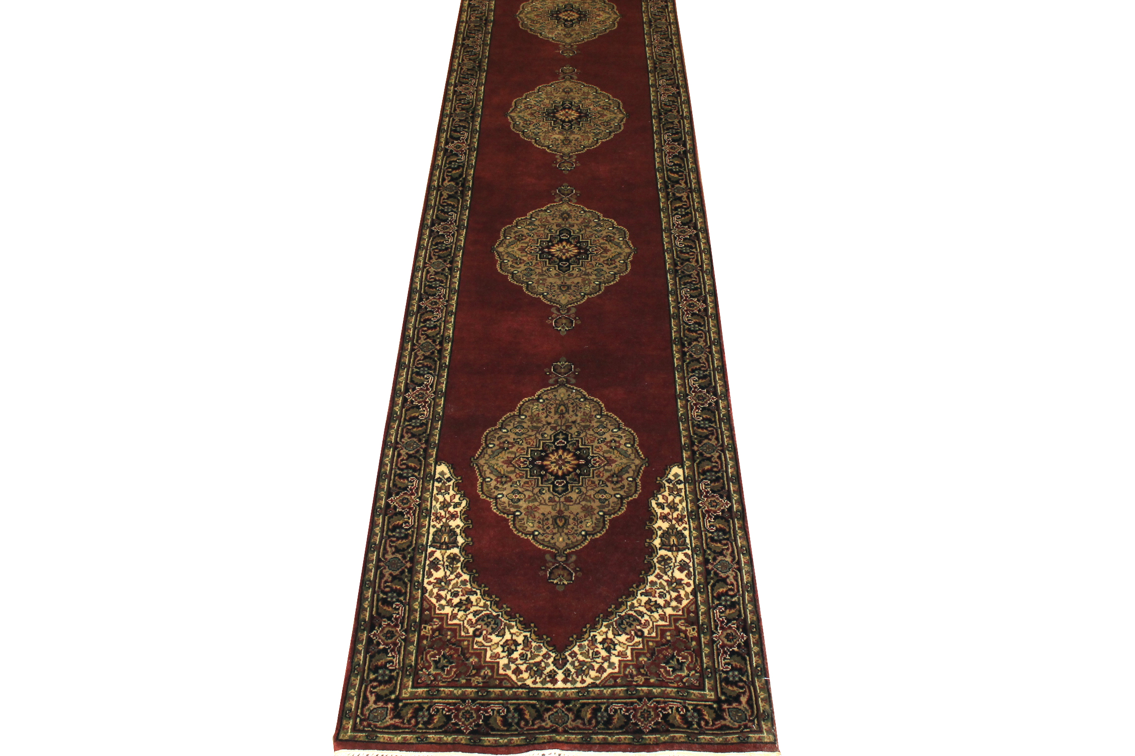 Clearance & Discount Rugs Traditional Hand Knotted Runner 6272  Red - Burgundy & Black - Charcoal Hand Knotted Rug