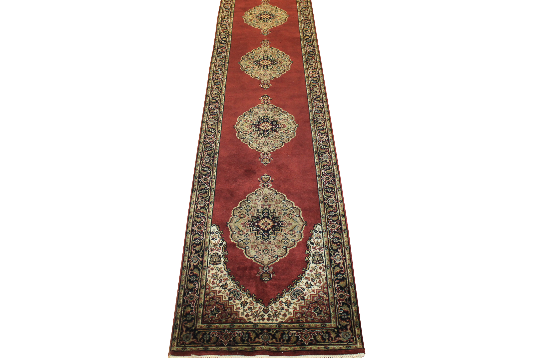 Clearance & Discount Rugs Traditional Hand Knotted Runner 6272  Red - Burgundy & Black - Charcoal Hand Knotted Rug