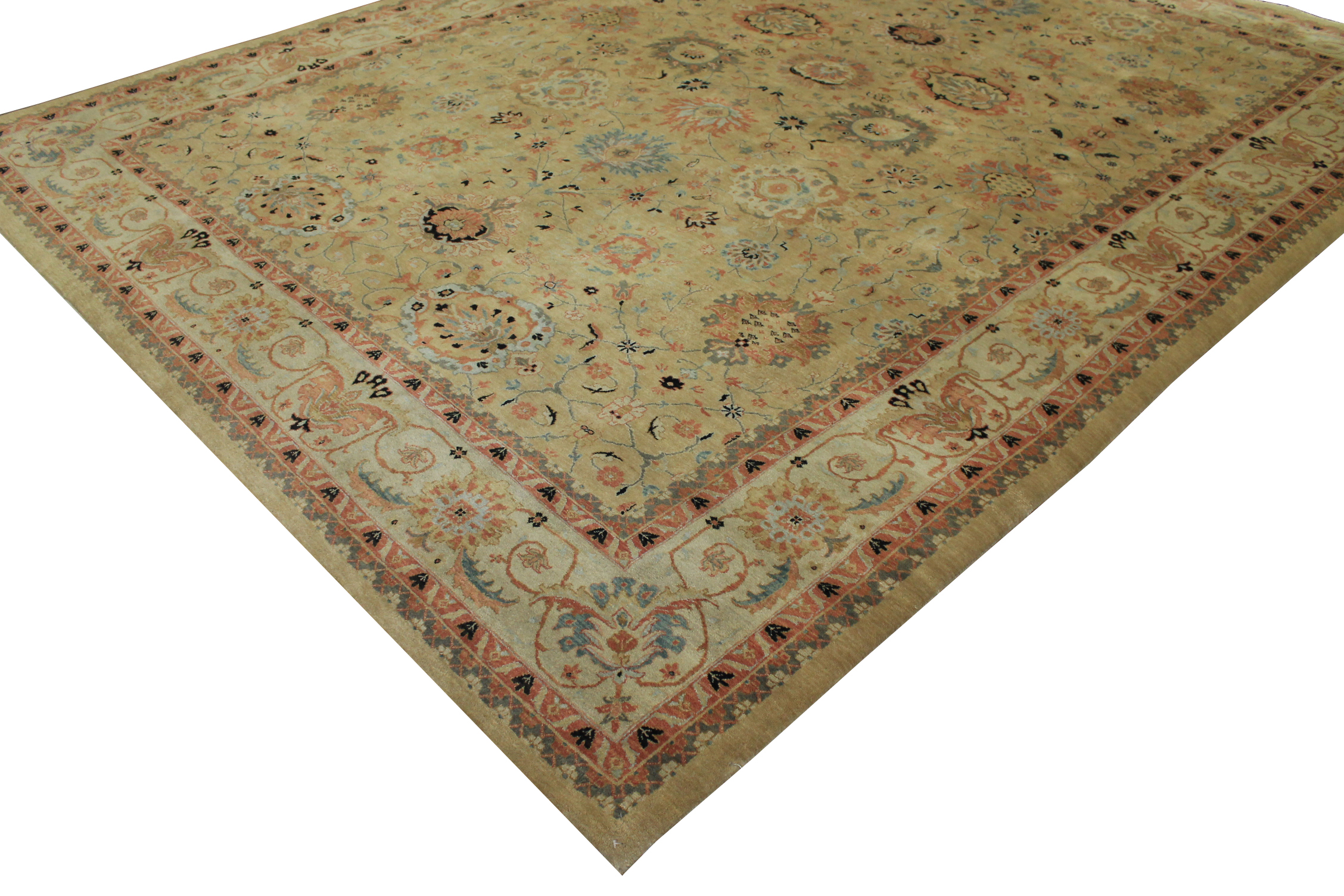 Clearance & Discount Rugs Traditional Hand Knotted Wool Rug 6598 Lt. Gold - Gold & Ivory - Beige Hand Knotted Rug