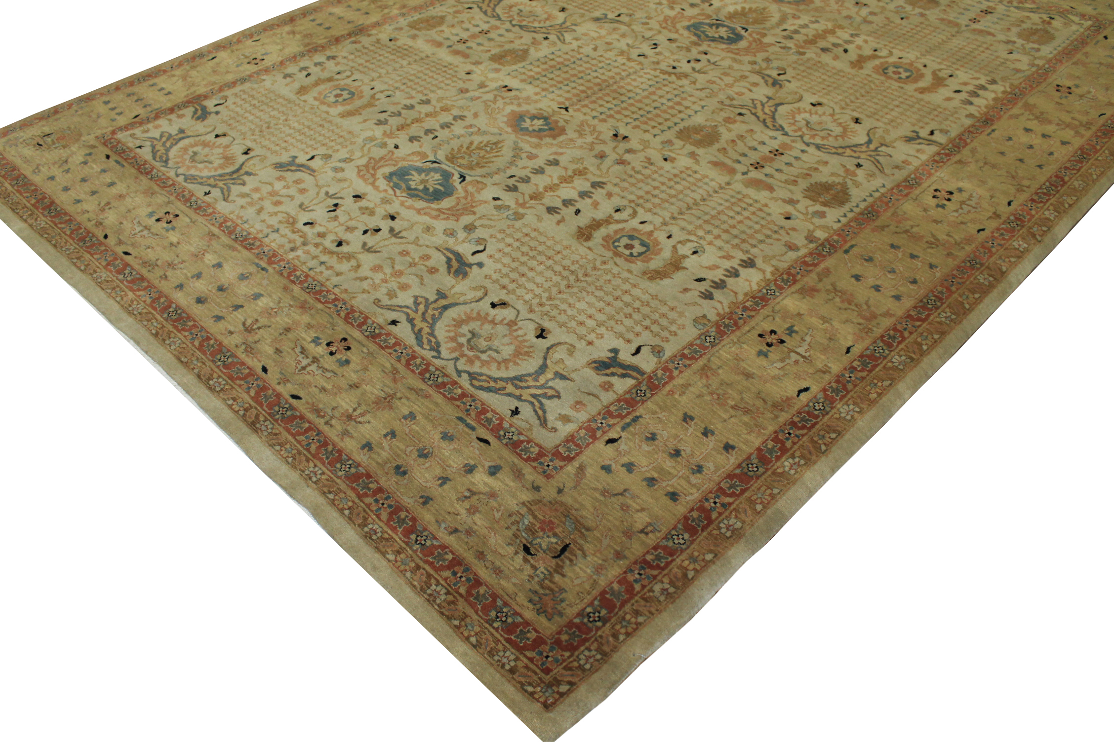 Clearance & Discount Rugs Traditional Hand Knotted Wool Rug 6599 Ivory - Beige & Lt. Gold - Gold Hand Knotted Rug