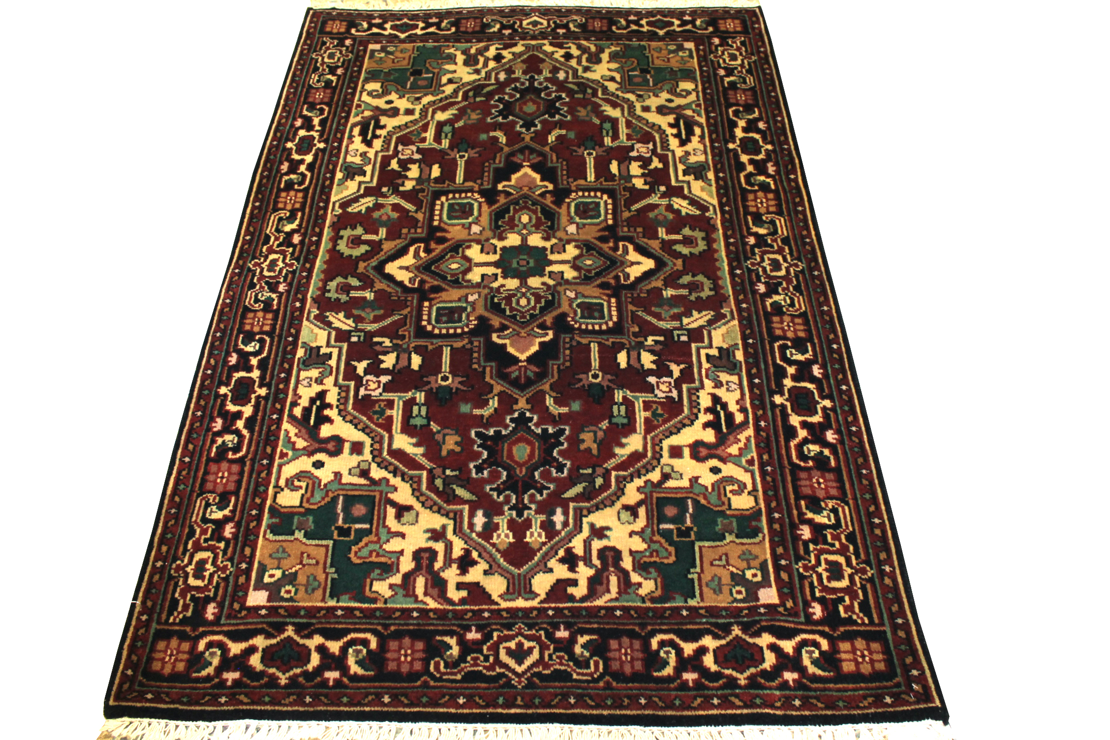 Clearance & Discount Rugs Heriz Style Rug 7518 Rust - Orange & Medium Blue - Navy Hand Knotted Rug