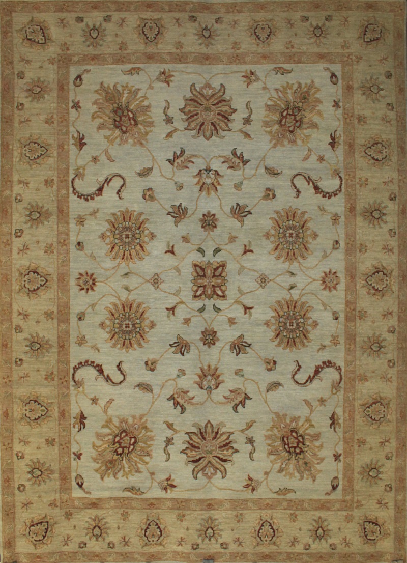 Clearance & Discount Rugs Traditional Hand Knotted Wool Rug 7758 Ivory - Beige & Lt. Gold - Gold Hand Knotted Rug