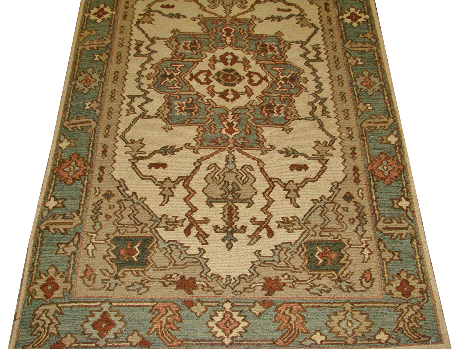 Clearance & Discount Rugs Flat Weave Hand Knotted Rug 8214 Ivory - Beige & Green Flat weave Rug