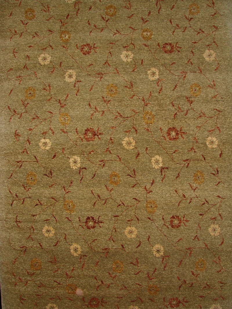Clearance & Discount Rugs Hand Knotted Wool Rug 8438 Green Hand Knotted Rug
