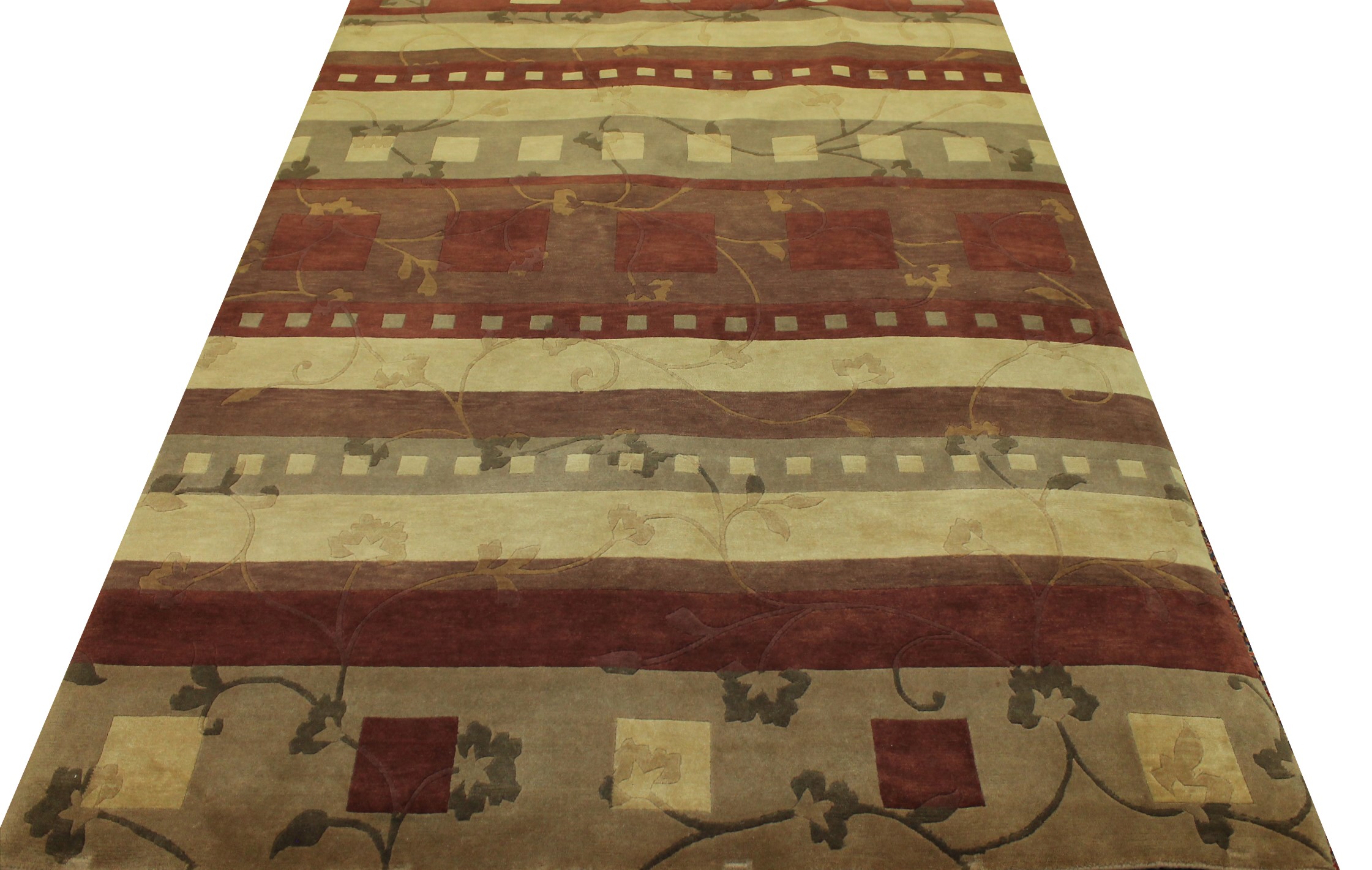 Clearance & Discount Rugs Tibet Style Hand Knotted Rug 8451 Lt. Brown - Chocolate & Multi Hand Knotted Rug